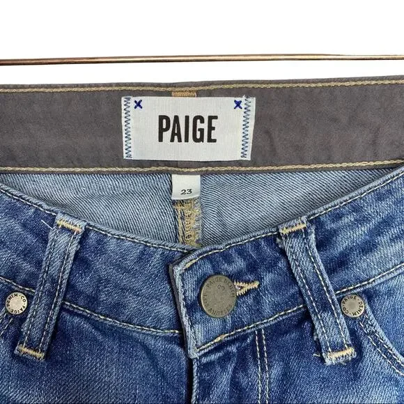 Paige Jimmy Jimmy Skinny Jeans Medium Wash Distressed Ripped Boyfriend Jeans 23 - Picture 8 of 10